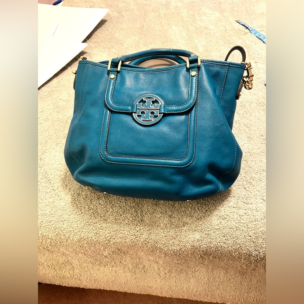 Tory Burch Amanda Hobo EUC Teal - Picture 15 of 16